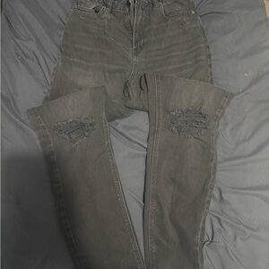 American Eagle Outfitters Women's Distressed Black Straight Leg Jeans